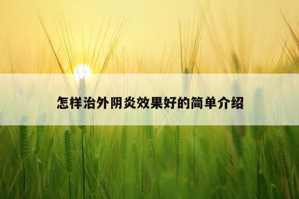 怎样治外阴炎效果好的简单介绍