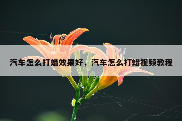 汽车怎么打蜡效果好,汽车怎么打蜡视频教程