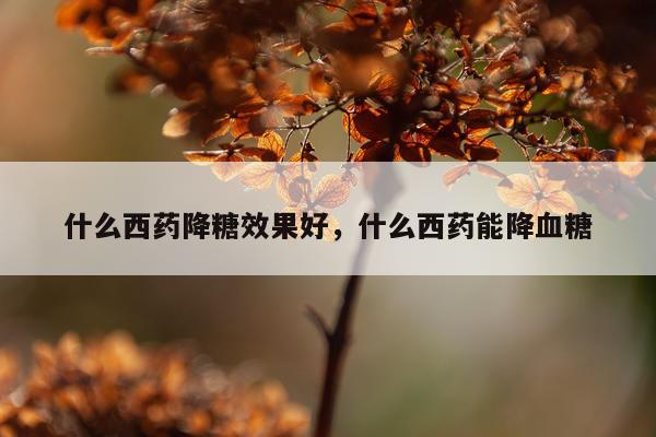 什么西药降糖效果好,什么西药能降血糖