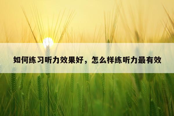 如何练习听力效果好,怎么样练听力最有效