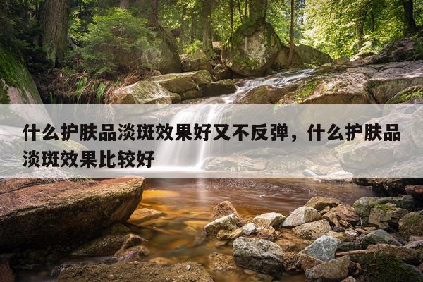 什么护肤品淡斑效果好又不反弹,什么护肤品淡斑效果比较好
