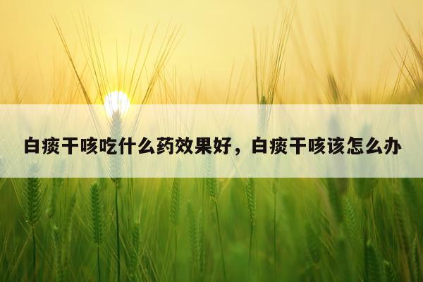 白痰干咳吃什么药效果好,白痰干咳该怎么办