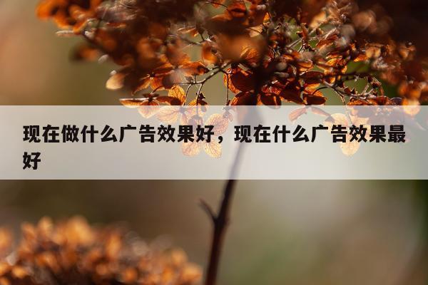 现在做什么广告效果好,现在什么广告效果最好
