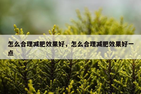 怎么合理减肥效果好,怎么合理减肥效果好一点
