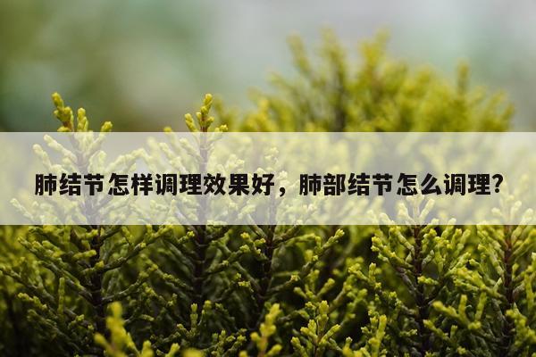 肺结节怎样调理效果好,肺部结节怎么调理?