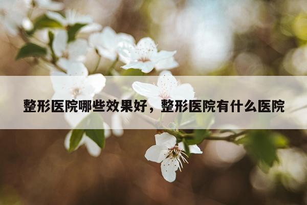 整形医院哪些效果好,整形医院有什么医院