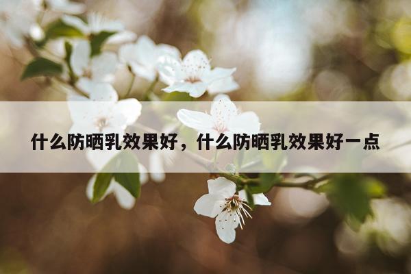 什么防晒乳效果好,什么防晒乳效果好一点