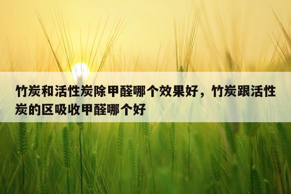 竹炭和活性炭除甲醛哪个效果好,竹炭跟活性炭的区吸收甲醛哪个好