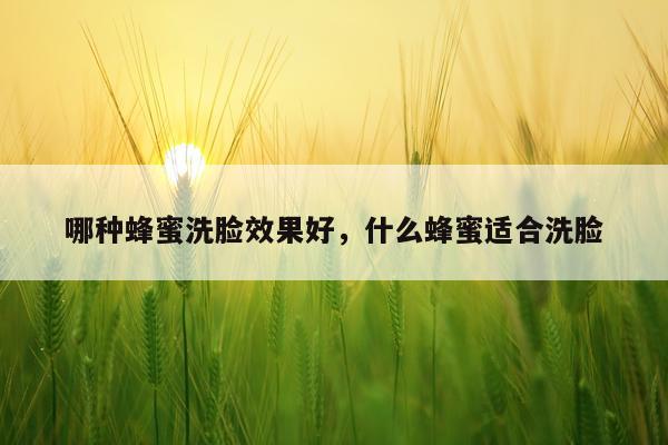 哪种蜂蜜洗脸效果好,什么蜂蜜适合洗脸