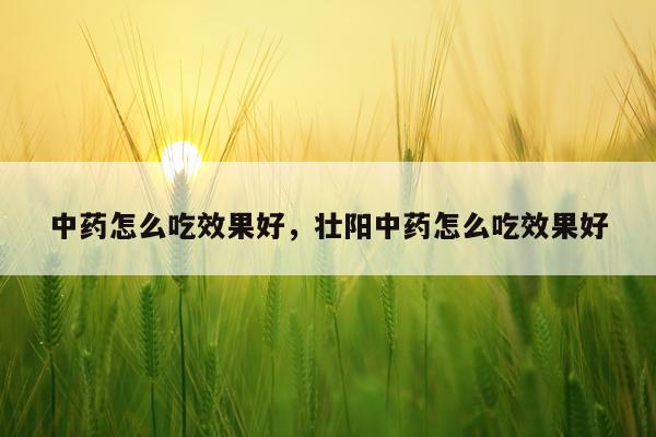 中药怎么吃效果好,壮阳中药怎么吃效果好