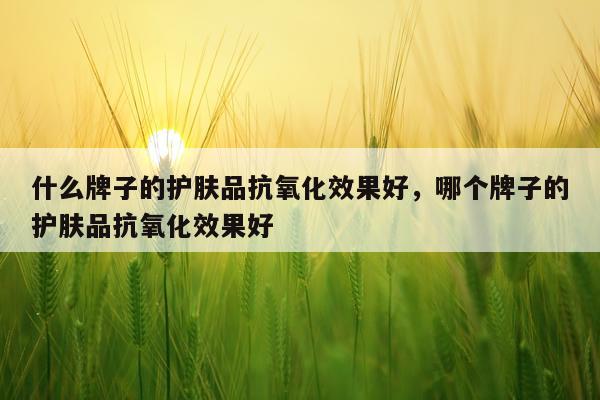 什么牌子的护肤品抗氧化效果好,哪个牌子的护肤品抗氧化效果好