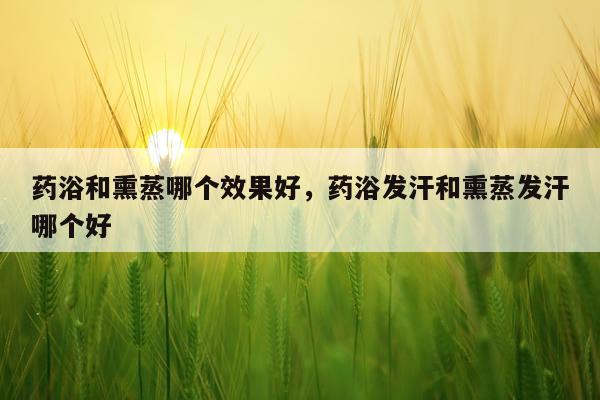 药浴和熏蒸哪个效果好,药浴发汗和熏蒸发汗哪个好